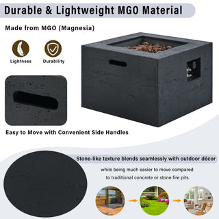 41.9" Outdoor Rectangular Propane Fire Pit – 40,000 BTU MGO Patio Heater with Stainless Burner, Lava Rocks & Waterproof Cover