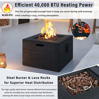 41.9" Outdoor Rectangular Propane Fire Pit – 40,000 BTU MGO Patio Heater with Stainless Burner, Lava Rocks & Waterproof Cover