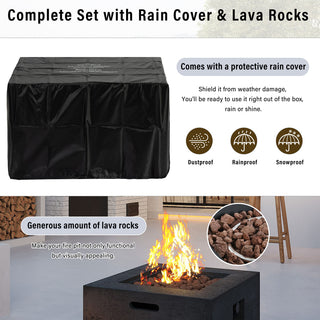41.9" Outdoor Rectangular Propane Fire Pit – 40,000 BTU MGO Patio Heater with Stainless Burner, Lava Rocks & Waterproof Cover