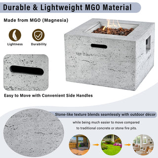 41.9" Outdoor Rectangular Propane Fire Pit – 40,000 BTU MGO Patio Heater with Stainless Burner, Lava Rocks & Waterproof Cover