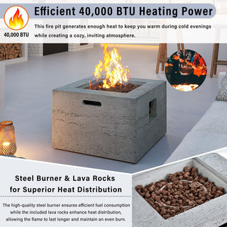 41.9" Outdoor Rectangular Propane Fire Pit – 40,000 BTU MGO Patio Heater with Stainless Burner, Lava Rocks & Waterproof Cover