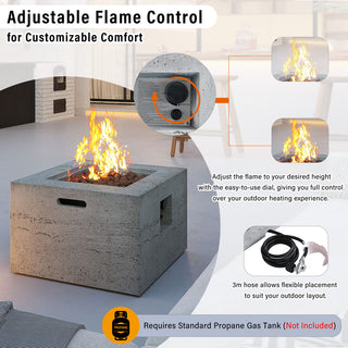 41.9" Outdoor Rectangular Propane Fire Pit – 40,000 BTU MGO Patio Heater with Stainless Burner, Lava Rocks & Waterproof Cover
