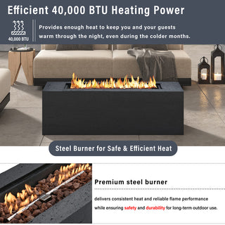 41.9-Inch Propane Fire Pit Table – 40,000 BTU Outdoor Patio Heater with Cover & Lava Rocks