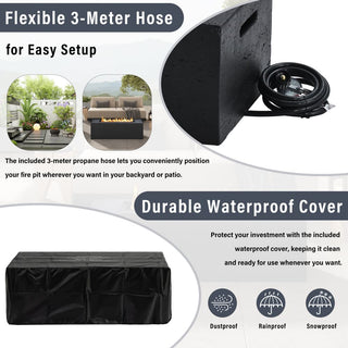 41.9-Inch Propane Fire Pit Table – 40,000 BTU Outdoor Patio Heater with Cover & Lava Rocks