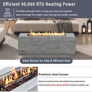 41.9-Inch Propane Fire Pit Table – 40,000 BTU Outdoor Patio Heater with Cover & Lava Rocks