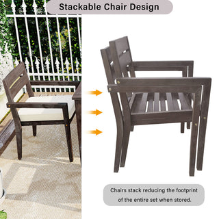 7-Piece Acacia Wood Patio Dining Set with Cushions – Large Table & 6 Chairs for Outdoor Living