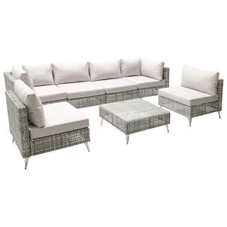 7-Piece Wicker Patio Conversation Set with Thick Cushions & Coffee Table | Outdoor Sectional Sofa for Backyard & Porch
