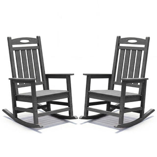 Set of 2 Outdoor HDPE Rocking Chairs for Adults – Oversized Patio Rockers for Porch, Garden & Lawn