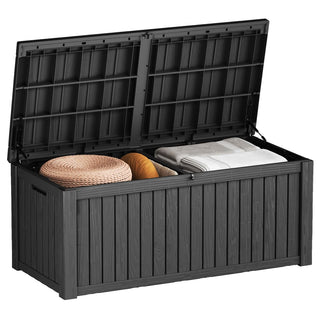 150 Gal. Resin Outdoor Deck Box with Lockable Lid, Large Patio Storage Bench for Cushions, Pillows & Outdoor Essentials