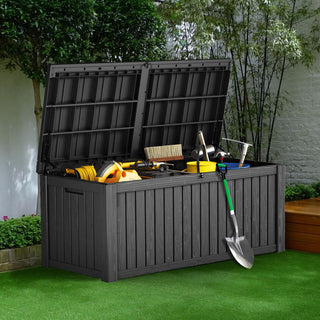150 Gal. Resin Outdoor Deck Box with Lockable Lid, Large Patio Storage Bench for Cushions, Pillows & Outdoor Essentials