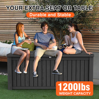 150 Gal. Resin Outdoor Deck Box with Lockable Lid, Large Patio Storage Bench for Cushions, Pillows & Outdoor Essentials