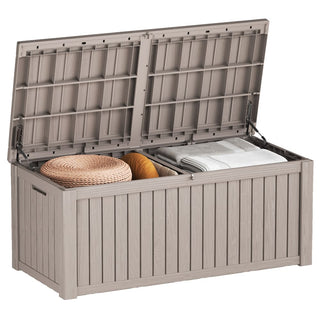 150 Gal. Resin Outdoor Deck Box with Lockable Lid, Large Patio Storage Bench for Cushions, Pillows & Outdoor Essentials