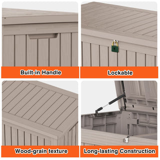 150 Gal. Resin Outdoor Deck Box with Lockable Lid, Large Patio Storage Bench for Cushions, Pillows & Outdoor Essentials