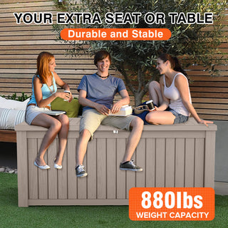 150 Gal. Resin Outdoor Deck Box with Lockable Lid, Large Patio Storage Bench for Cushions, Pillows & Outdoor Essentials