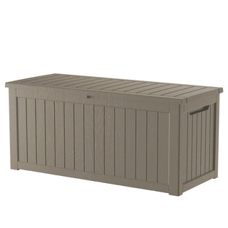 230 Gal. Black/Light Brown Resin Storage Deck Box for Outdoor Indoor