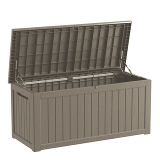 230 Gal. Black/Light Brown Resin Storage Deck Box for Outdoor Indoor