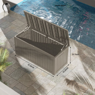 230 Gal. Black/Light Brown Resin Storage Deck Box for Outdoor Indoor
