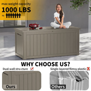 230 Gal. Black/Light Brown Resin Storage Deck Box for Outdoor Indoor
