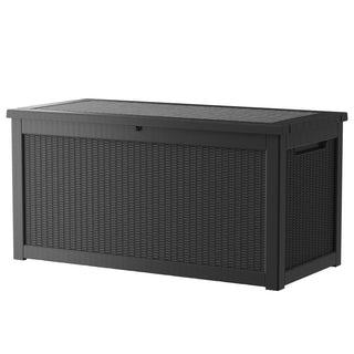 260 Gal. Resin Storage Deck Box, Black/Light Brown, for Outdoor & Indoor Use, Weather-Resistant