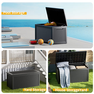 260 Gal. Resin Storage Deck Box, Black/Light Brown, for Outdoor & Indoor Use, Weather-Resistant