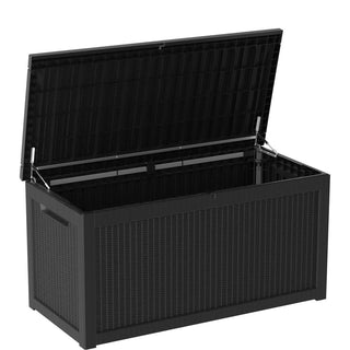 260 Gal. Resin Storage Deck Box, Black/Light Brown, for Outdoor & Indoor Use, Weather-Resistant