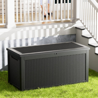 260 Gal. Resin Storage Deck Box, Black/Light Brown, for Outdoor & Indoor Use, Weather-Resistant