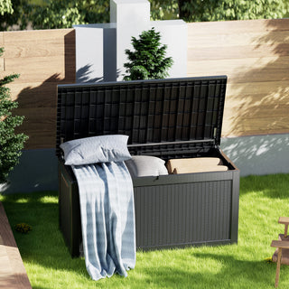 260 Gal. Resin Storage Deck Box, Black/Light Brown, for Outdoor & Indoor Use, Weather-Resistant