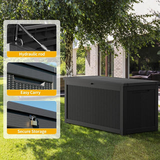 260 Gal. Resin Storage Deck Box, Black/Light Brown, for Outdoor & Indoor Use, Weather-Resistant