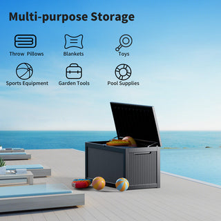 260 Gal. Resin Storage Deck Box, Black/Light Brown, for Outdoor & Indoor Use, Weather-Resistant