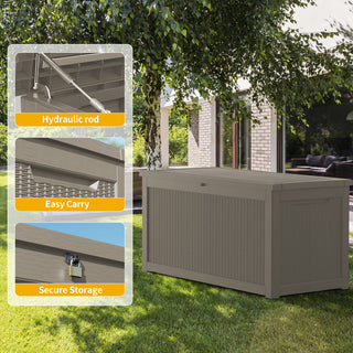 260 Gal. Resin Storage Deck Box, Black/Light Brown, for Outdoor & Indoor Use, Weather-Resistant