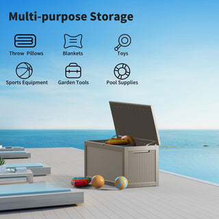 260 Gal. Resin Storage Deck Box, Black/Light Brown, for Outdoor & Indoor Use, Weather-Resistant