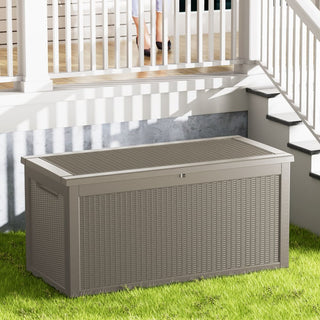 260 Gal. Resin Storage Deck Box, Black/Light Brown, for Outdoor & Indoor Use, Weather-Resistant