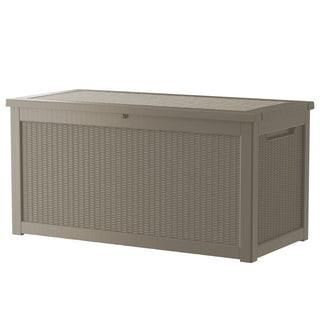 260 Gal. Resin Storage Deck Box, Black/Light Brown, for Outdoor & Indoor Use, Weather-Resistant