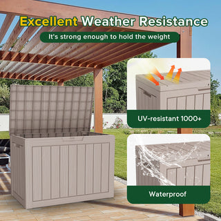 45 Gal. Gray Outdoor Resin Waterproof Deck Box with Lockable Lid, Weather-Resistant for Patio & Garden