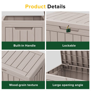 45 Gal. Gray Outdoor Resin Waterproof Deck Box with Lockable Lid, Weather-Resistant for Patio & Garden