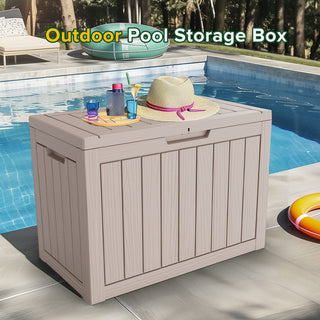 45 Gal. Gray Outdoor Resin Waterproof Deck Box with Lockable Lid, Weather-Resistant for Patio & Garden