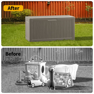 80 Gal. Grey Outdoor Durable Resin Storage Deck Box, Weather-Resistant for Patio & Garden