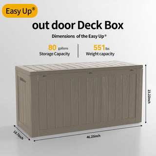 80 Gal. Grey Outdoor Durable Resin Storage Deck Box, Weather-Resistant for Patio & Garden