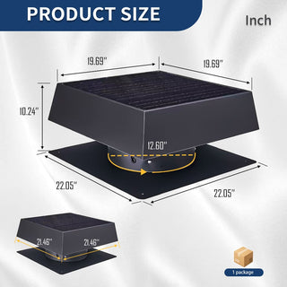 12-Inch Flush-Mount Solar Attic Exhaust Fan, 35W Dual-Power Ventilator with 1200 CFM, 3-Speed Remote & 25°C Auto Start