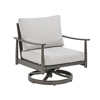 5-Piece Aluminum Outdoor Patio Conversation Set with Swivel Chairs, Ottomans & Side Table for Backyard & Poolside