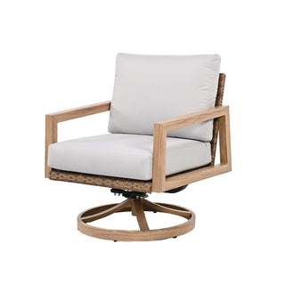 3-Piece Outdoor Patio Bistro Furniture Set with Aluminum Swivel Chairs, Rope Back Design & Side Table for Garden Pool Lawn