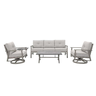 5-Piece Aluminum Outdoor Patio Conversation Set with Washable Cushions