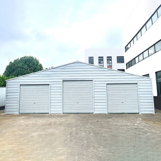 39ft x 39ft Heavy Duty Metal Barn with 3 Roll-Up Doors – Steel Garage Storage Building