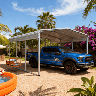 11ft x 20ft Metal Carport – Reinforced Steel Roof Outdoor Parking Shelter