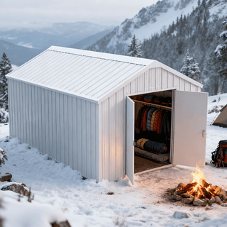 12ft x 20ft Single Garage Metal Shed – Double Door Heavy Duty Outdoor Storage Garage