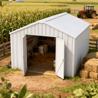 12ft x 20ft Single Garage Metal Shed – Double Door Heavy Duty Outdoor Storage Garage