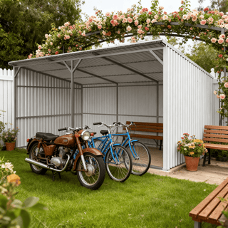 20ft x 12ft Heavy Duty Livestock Metal Shed – Steel Shelter with Skid Base