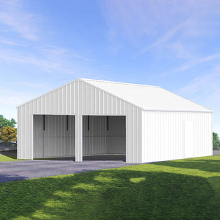 22ft x 23ft Double Garage Steel Barn Shed – Heavy-Duty Cream Metal Storage Garage