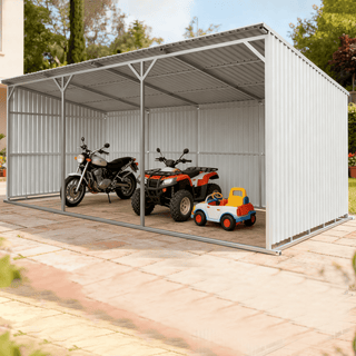 25ft x 12ft Heavy Duty Metal Farm Shed – Steel Driveway & Equipment Storage Shelter