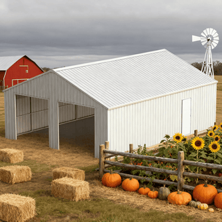 33FT x 25FT Heavy-Duty Metal Garage Barn with Reinforced Steel Frame & Dual Doors – Large Storage Shed for Vehicles, Equipment & Farm Use